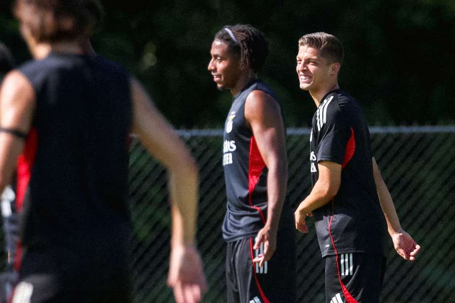 Leandro Barreiro no treino do Benfica