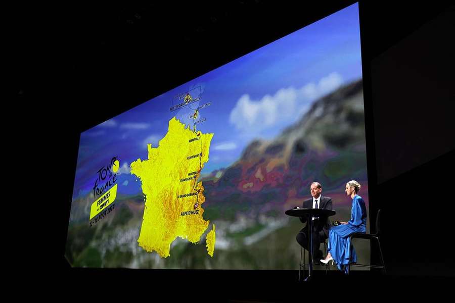 Marion Rousse et Christian Prudhomme à la présentation.