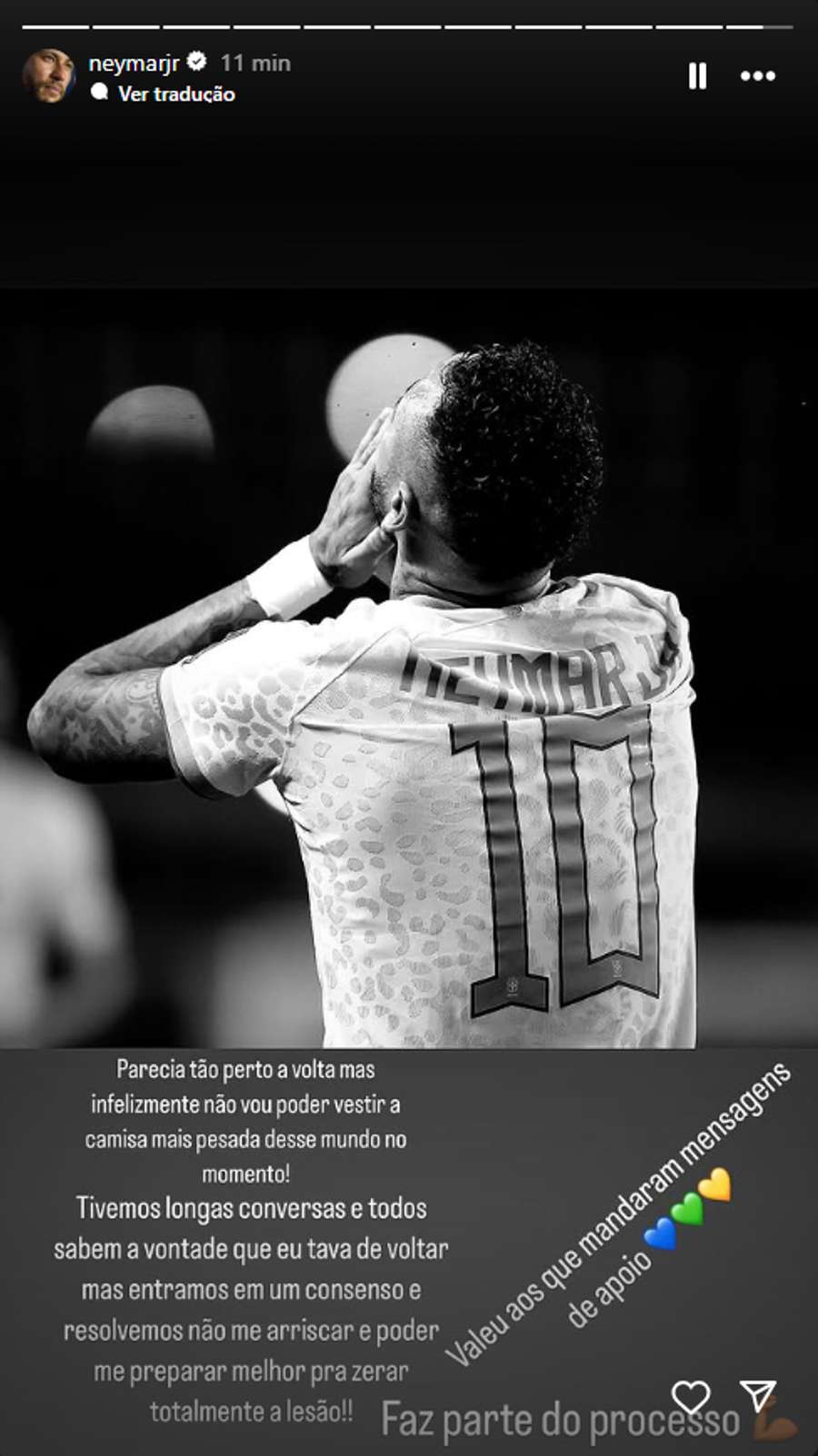Publicação de Neymar no Instagram