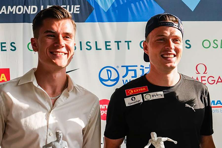 Runner Ingebrigtsen (left), hurdler Warholm the day before the Bislett Games