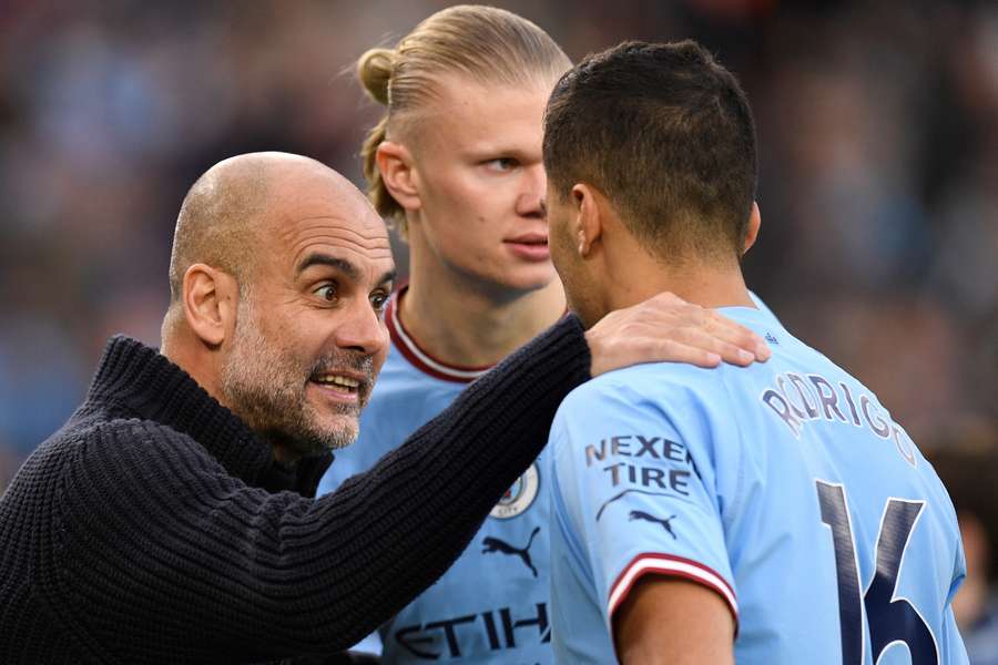 Pep Guardiola gives instructions on the sidelines