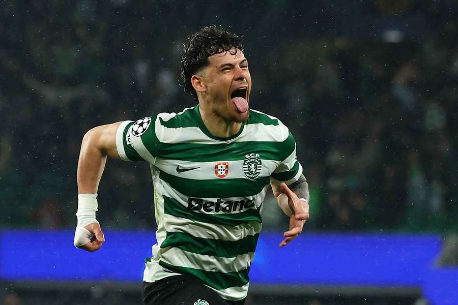 Sporting's Maximiliano Araujo celebrates scoring their fourth goal in extra time against Bodo/Glimt