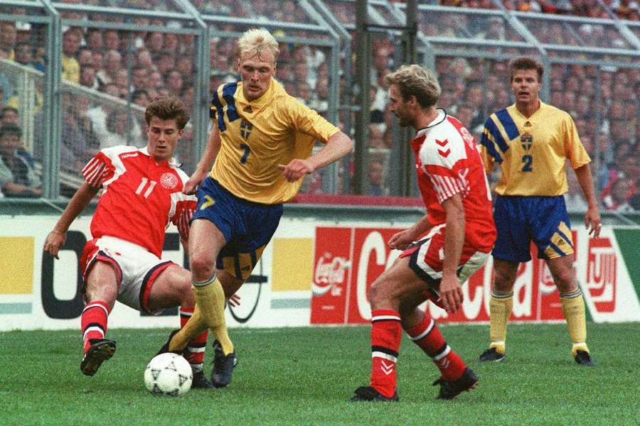 Na fase de grupos, a Suécia venceu a Dinamarca por 1-0