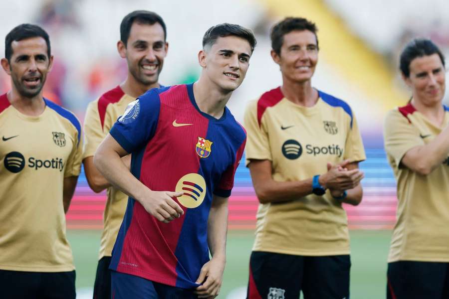 Gavi, en la presentación del Barcelona en el Gamper