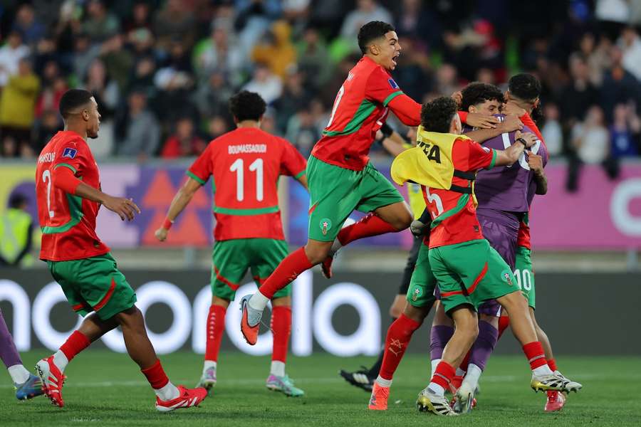 Morocco's players celebrate their victory