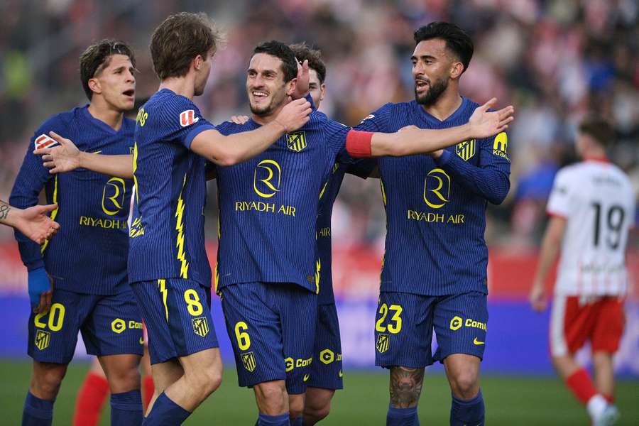 Koke celebra el primer gol del Atleti