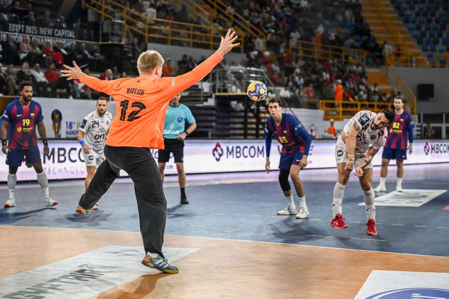 Emil Nielsen in action against Veszprém