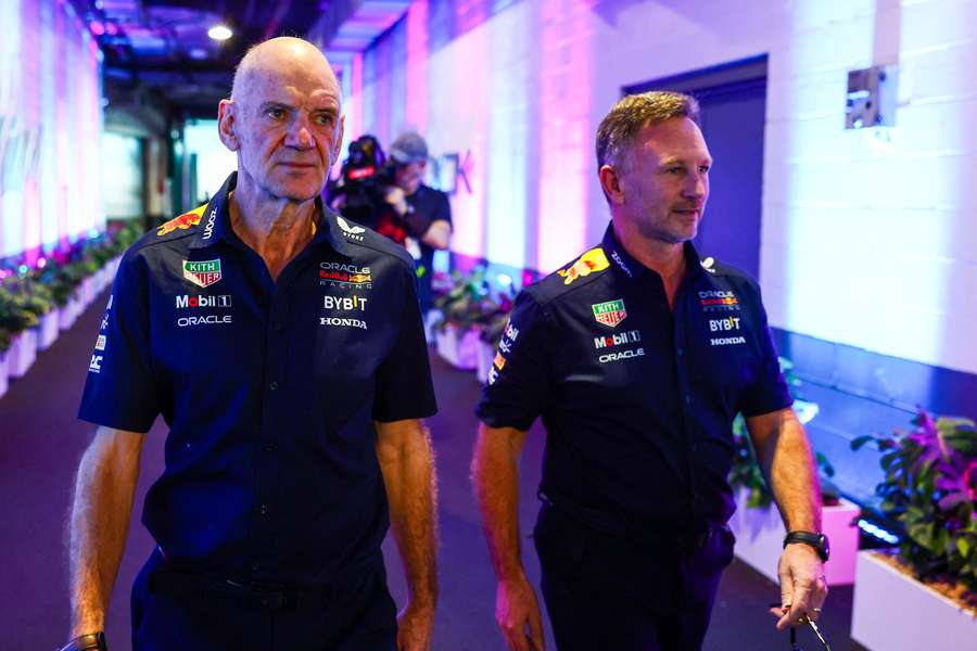 Adrian Newey, diretor técnico da Oracle Red Bull Racing e Christian Horner, chefe de equipa da Oracle Red Bull Racing 