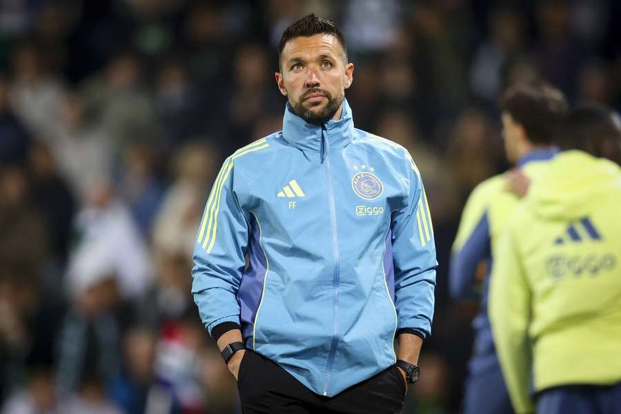 Ajax manager Francesco Farioli looks dejected during the game against FC Groningen