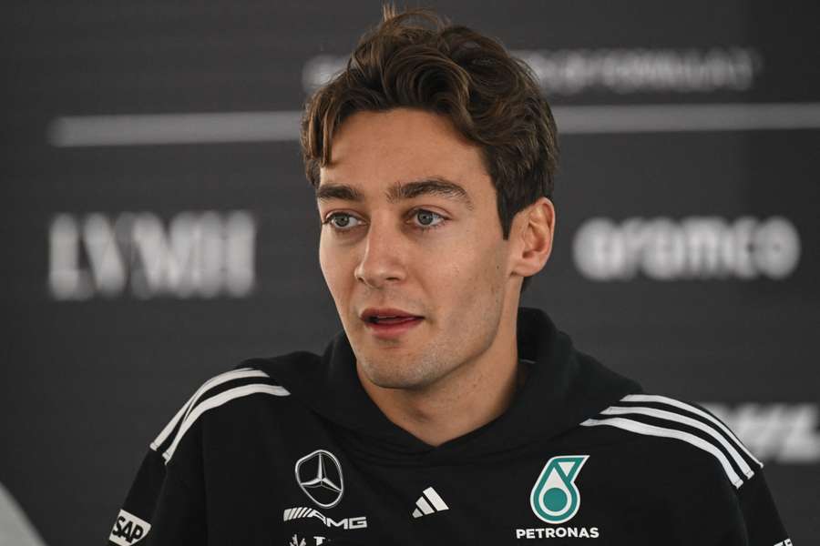 Mercedes' George Russell during an interview at the Chinese Grand Prix