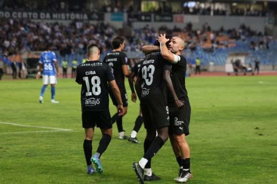 Os festejos dos jogadores da Académica