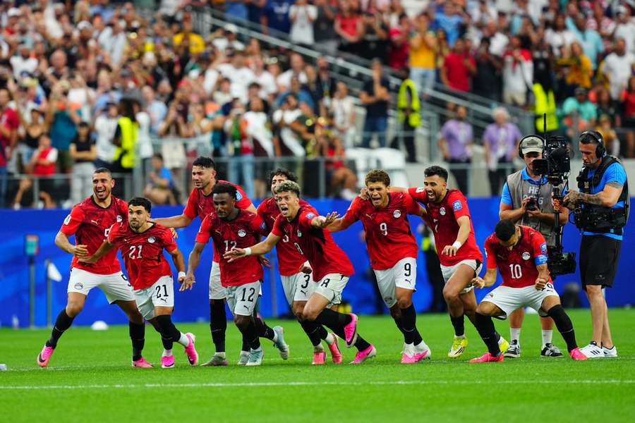 La joie des Égyptiens après leur qualification aux tirs au but face à l'Australie, le 3 juillet 2026 à Arlington