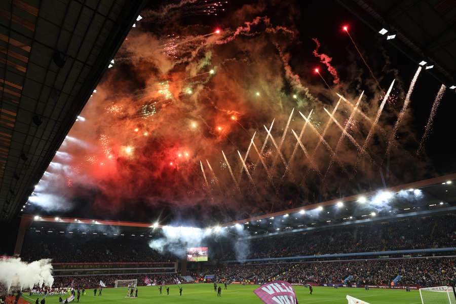 Fireworks light up the sky ahead of Aston Villa's last-16 showdown against Club Brugge at Villa Park