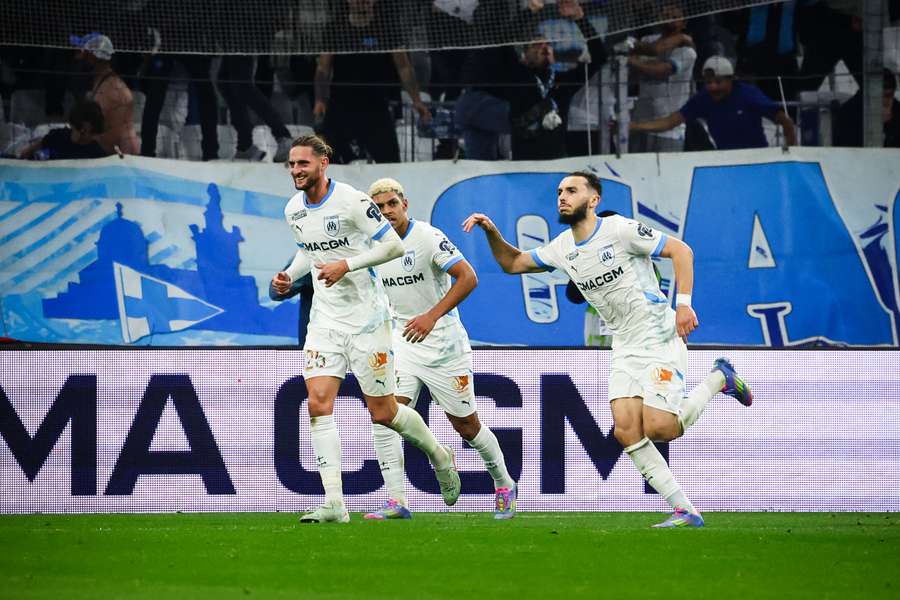 Jugadores del Marsella celebran un gol.