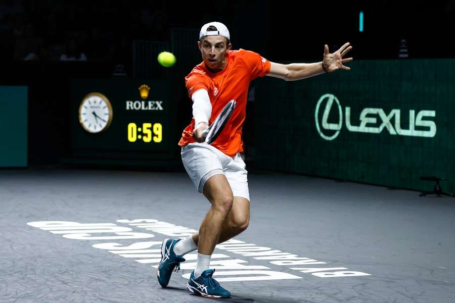 Griekspoor een paar maanden geleden in actie in de Davis Cup