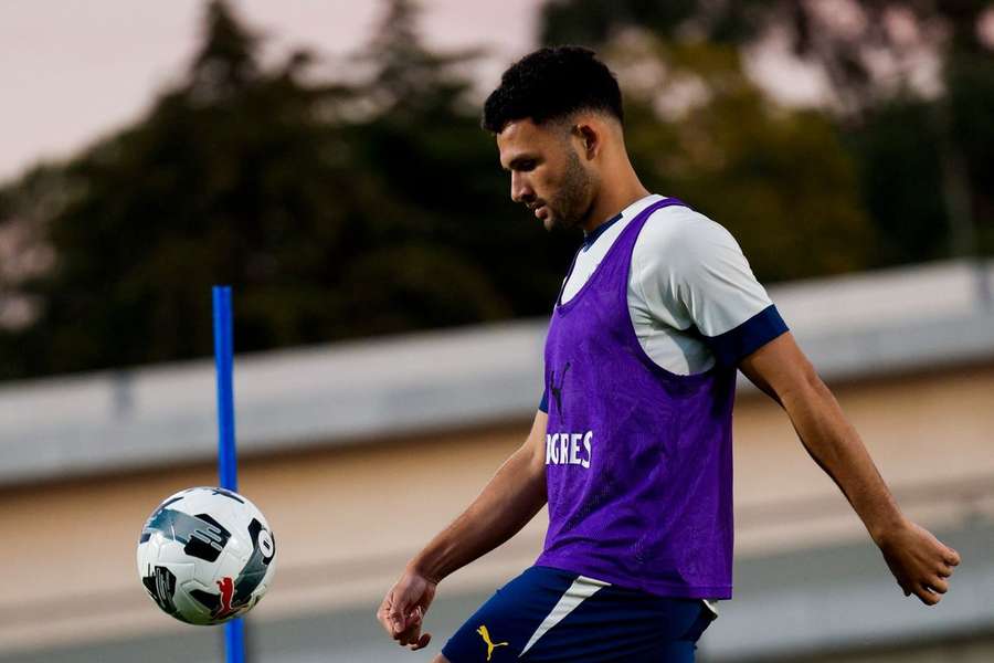 Gonçalo Ramos no treino de Portugal