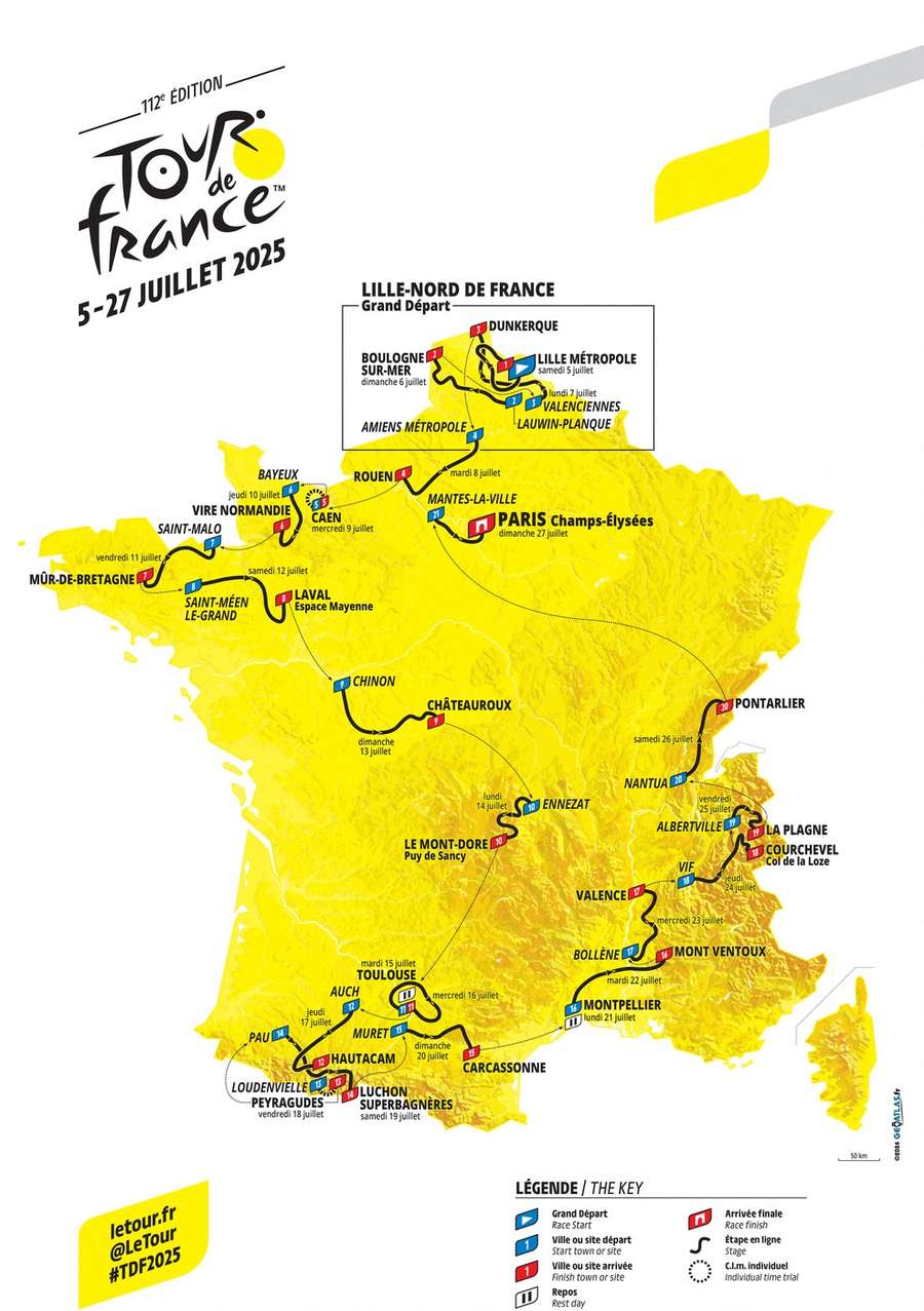 Percorso del Tour de France 2025