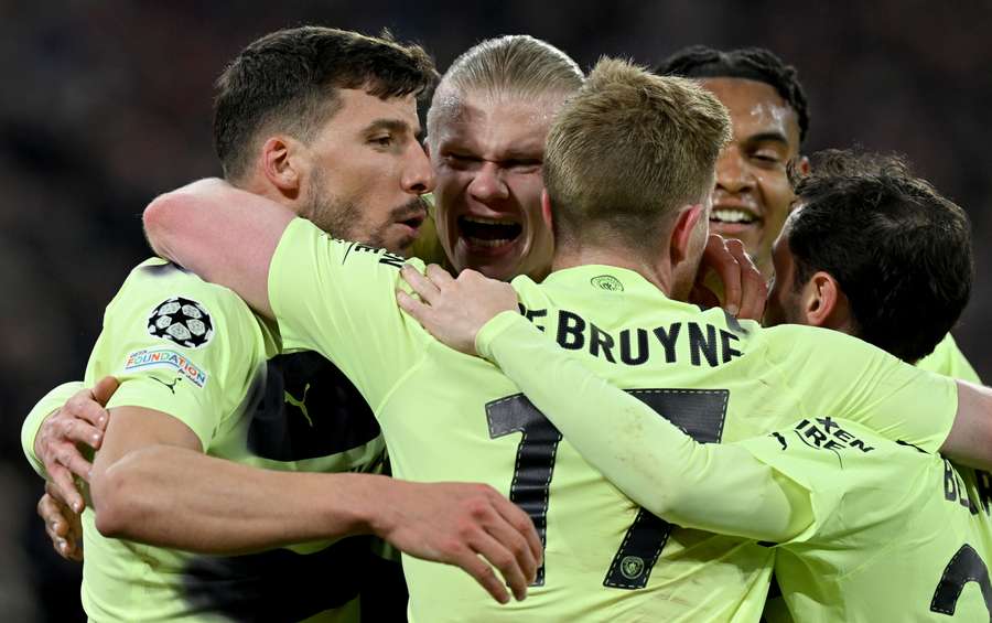 Man City celebrate going 1-0 up - and 4-0 on aggregate