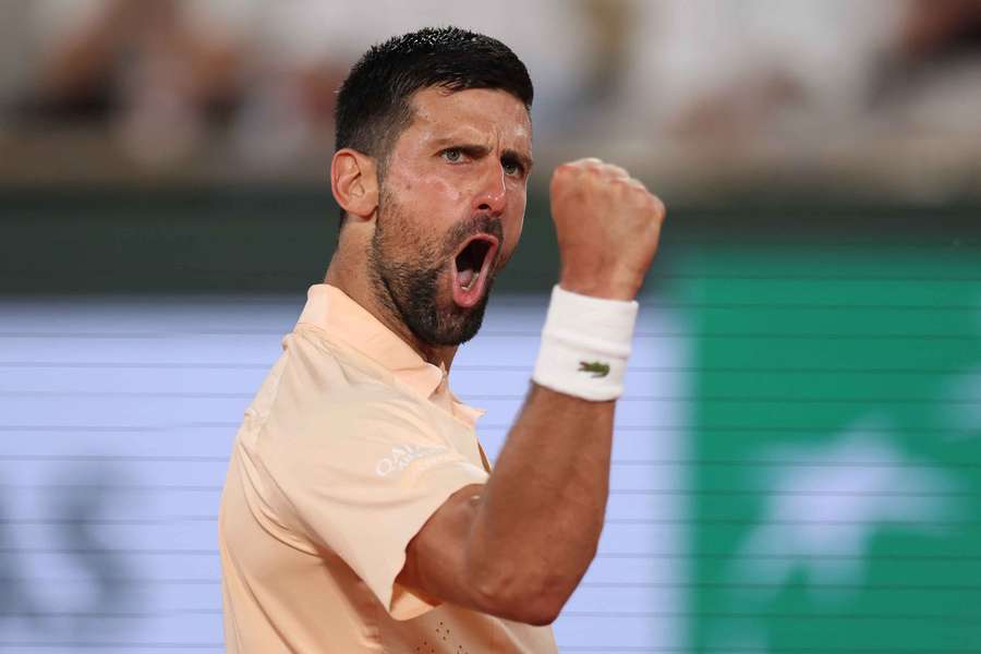 Novak Djokovic reacts during his first-round match against Giovanni Mpetshi Perricard Novak Djokovic reacts during his first-round match against Giovanni Mpetshi Perricard