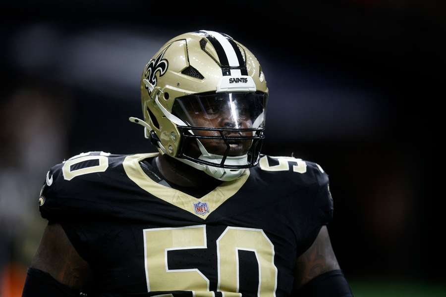 Khalen Saunders looks on during game between New Orleans Saints vs. Cleveland Browns (2025)