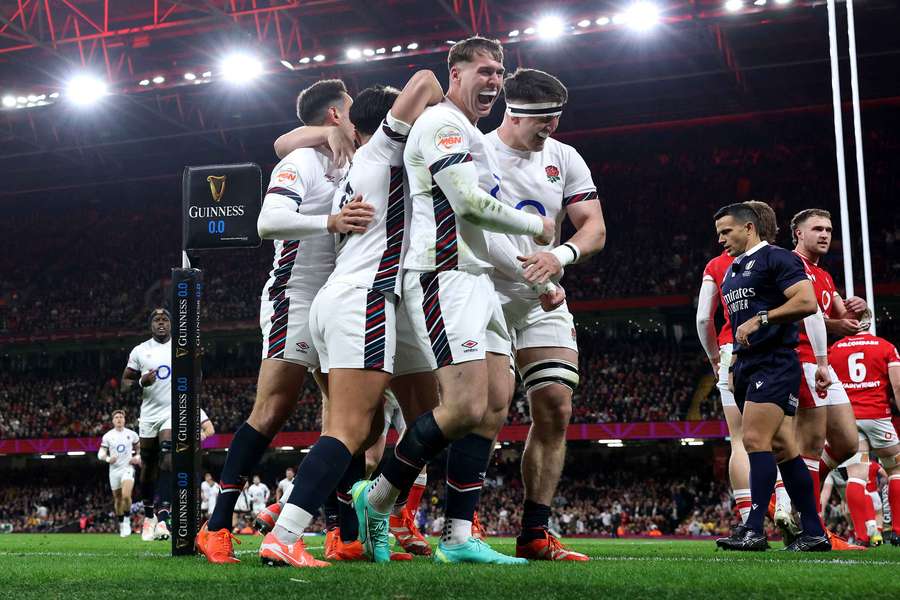 Inglaterra celebrando uno de sus ensayos