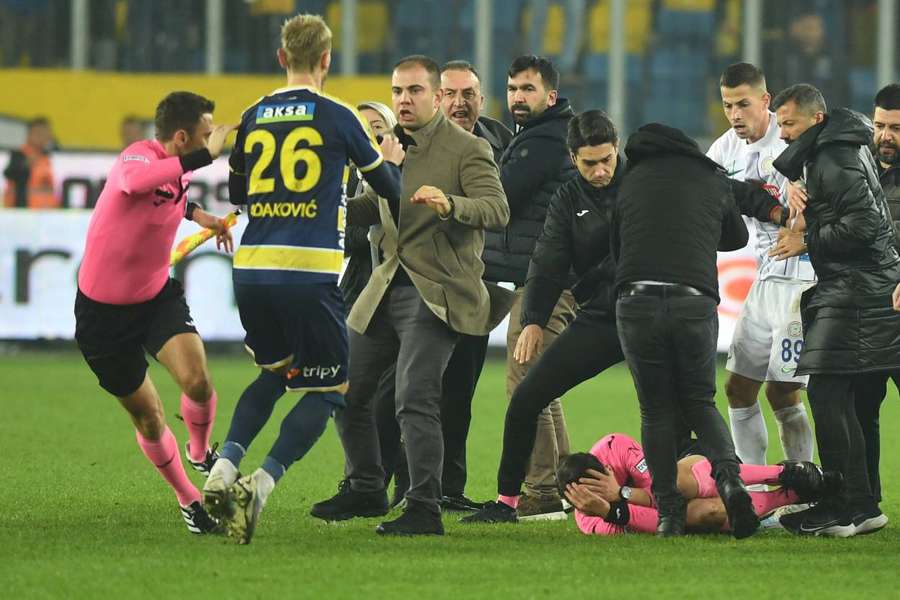The Turkish Football Federation (TFF) said it had suspended all leagues after the "shameful" incident when Koca punched referee Halil Umut Meler