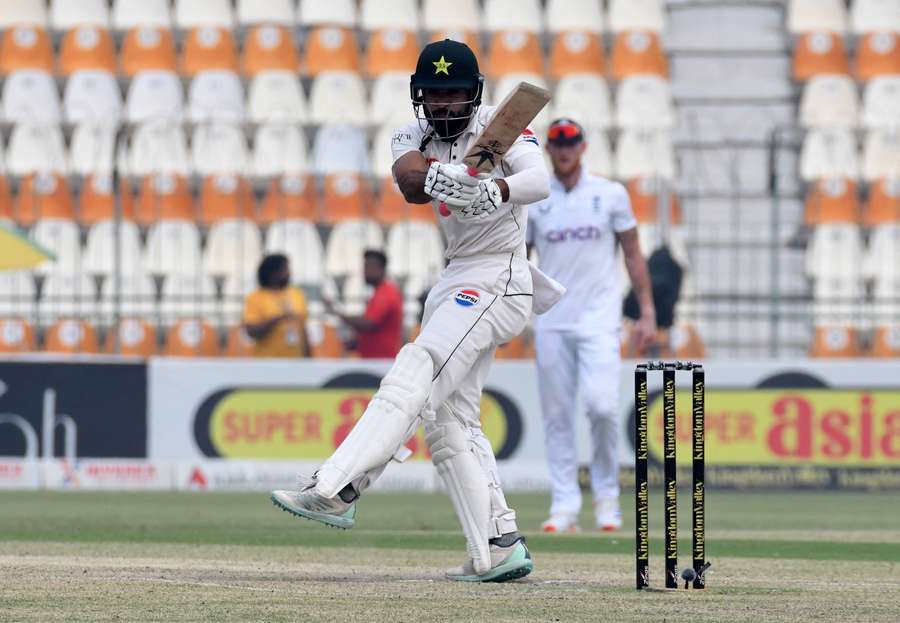 Pakistan's Aamir Jamal in action with the bat