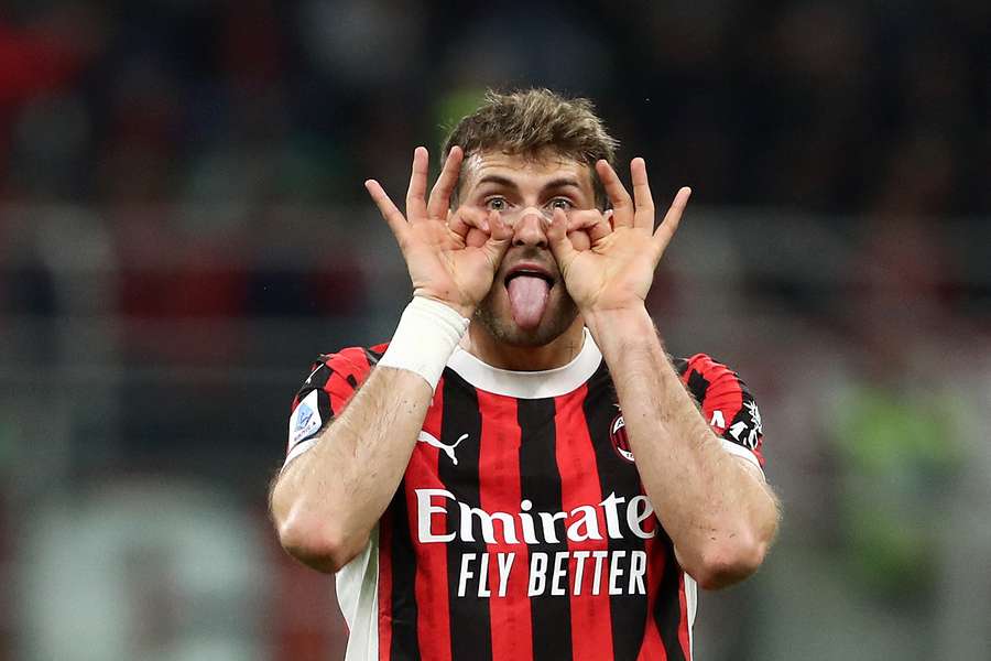 AC Milan's Santiago Jimenez celebrates after netting