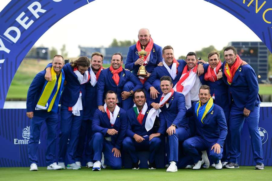 Team Europe celebrate winning the 2018 Ryder Cup