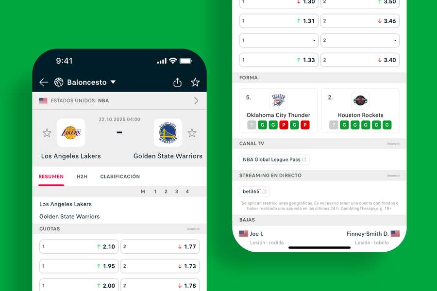 Resumen de partido con cambios en las cuotas Resumen de partido con cambios en las cuotas