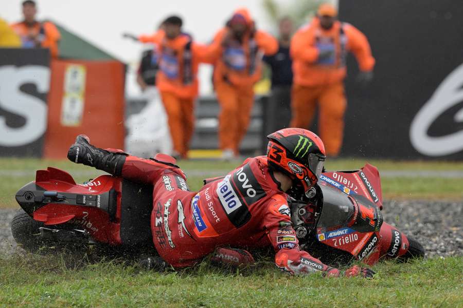 Ducati Italian rider Francesco Bagnaia goes off the track