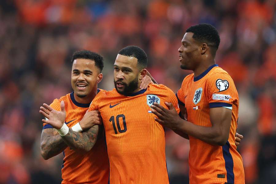 The Netherlands' Memphis Depay (#10) was the star of the night with two goals, an assist, and a tied record