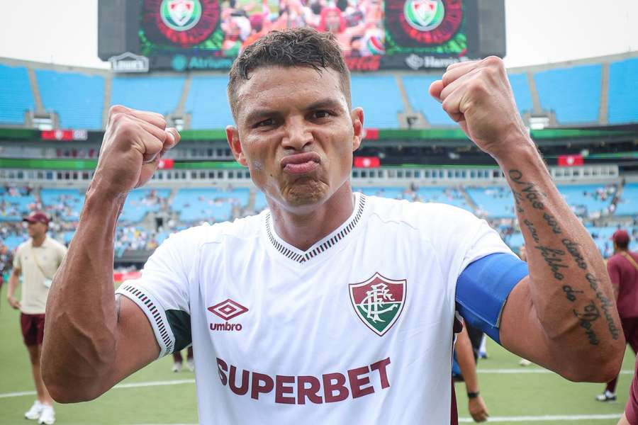Thiago Silva comemora vitória do Fluminense sobre a Inter de Milão Thiago Silva comemora vitória do Fluminense sobre a Inter de Milão