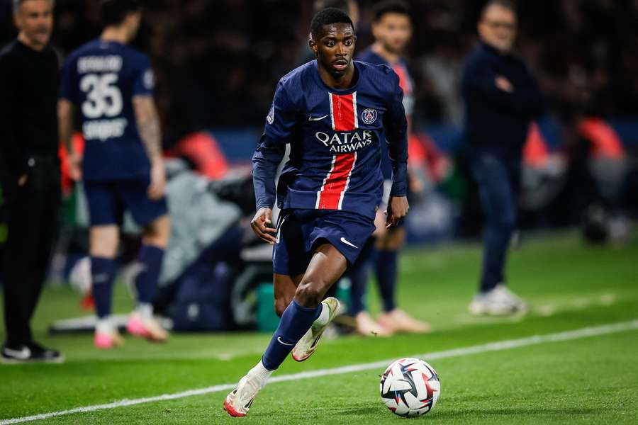 Dembélé durante o jogo contra o Nice no final de abril.