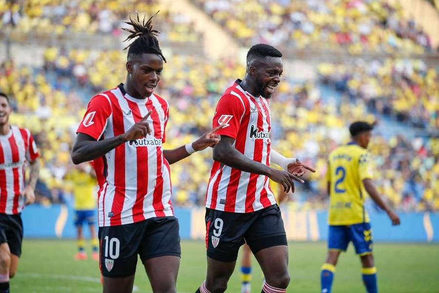 Athletic Club celebrate their second goal against Plzen