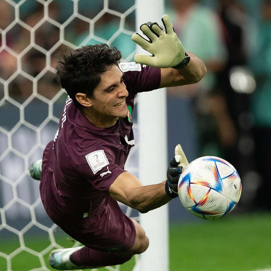 Bono saving a penalty in the shootout against Spain
