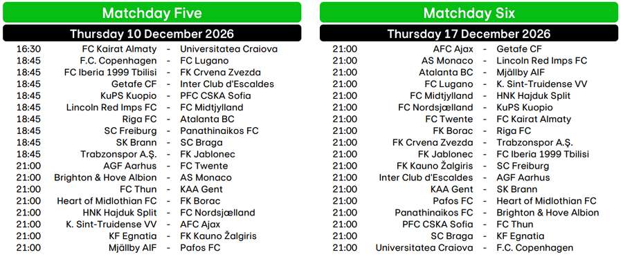 Program Etape 5-6 Conference League