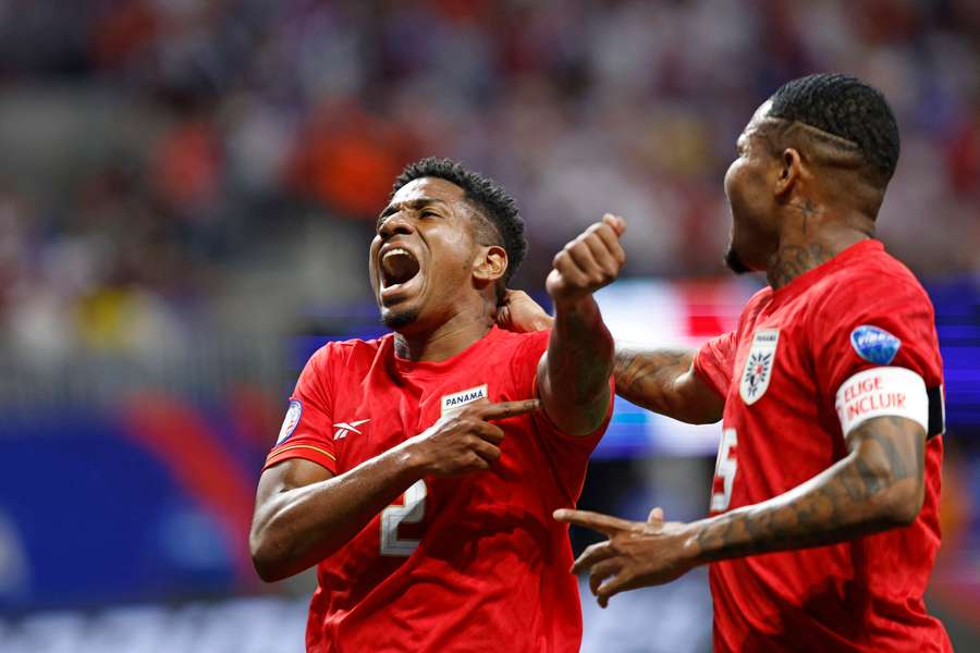 Panama celebrate first goal 