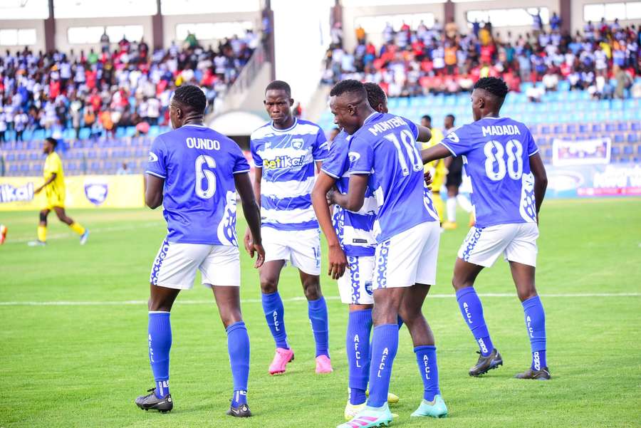 AFC Leopards celebrate their goal against Sofapaka