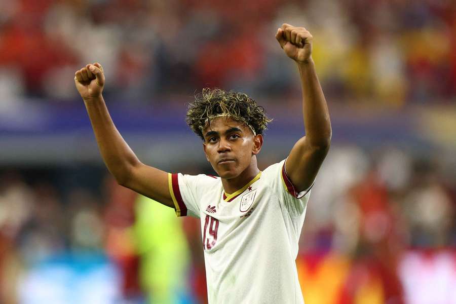 Spain's Lamine Yamal celebrates win against Portugal Spain's Lamine Yamal celebrates win against Portugal
