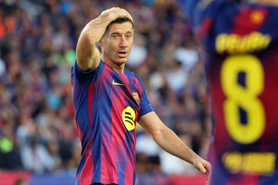Robert Lewandowski într-un meci al Barcelonei din acest sezon