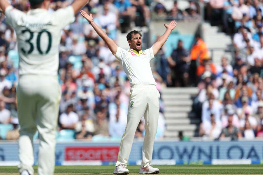 Australia's Mitchell Starc appeals unsuccessfully for a LBW