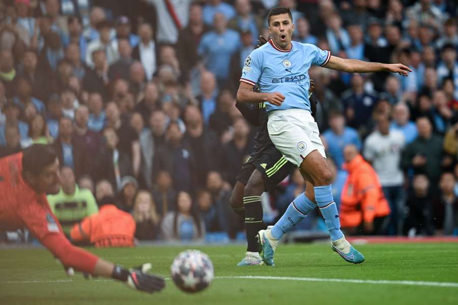 Rodri reacts as his shot goes narrowly wide Rodri reacts as his shot goes narrowly wide
