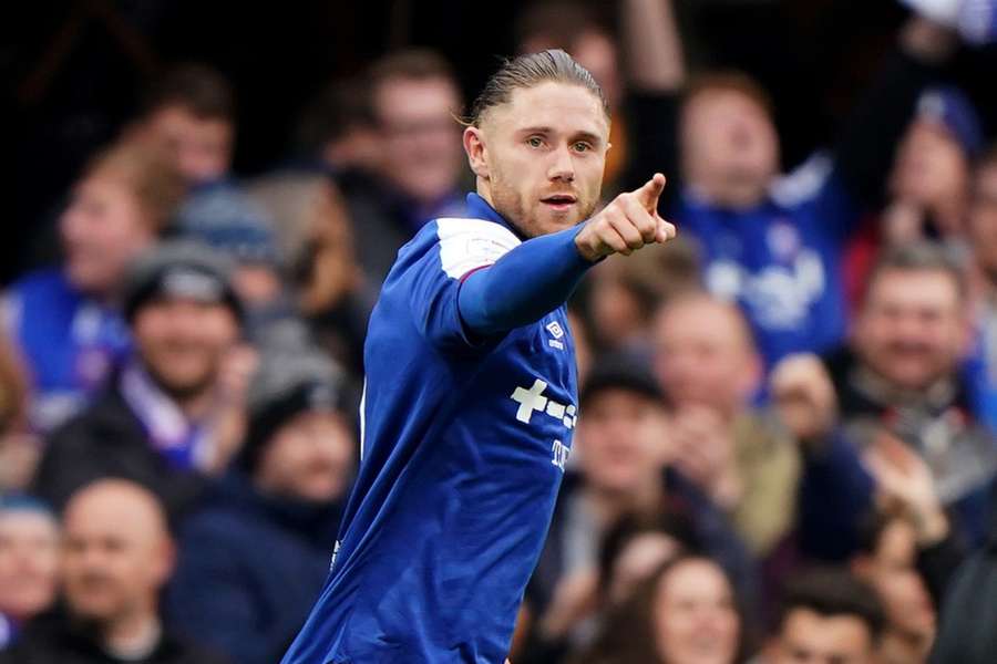 Ipswich Town's Wes Burns celebrates scoring their side's second goal against Norwich