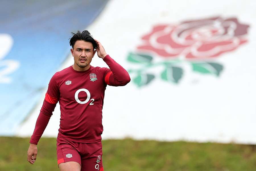 Marcus Smith looks on during the England training session held at Pennyhill Park