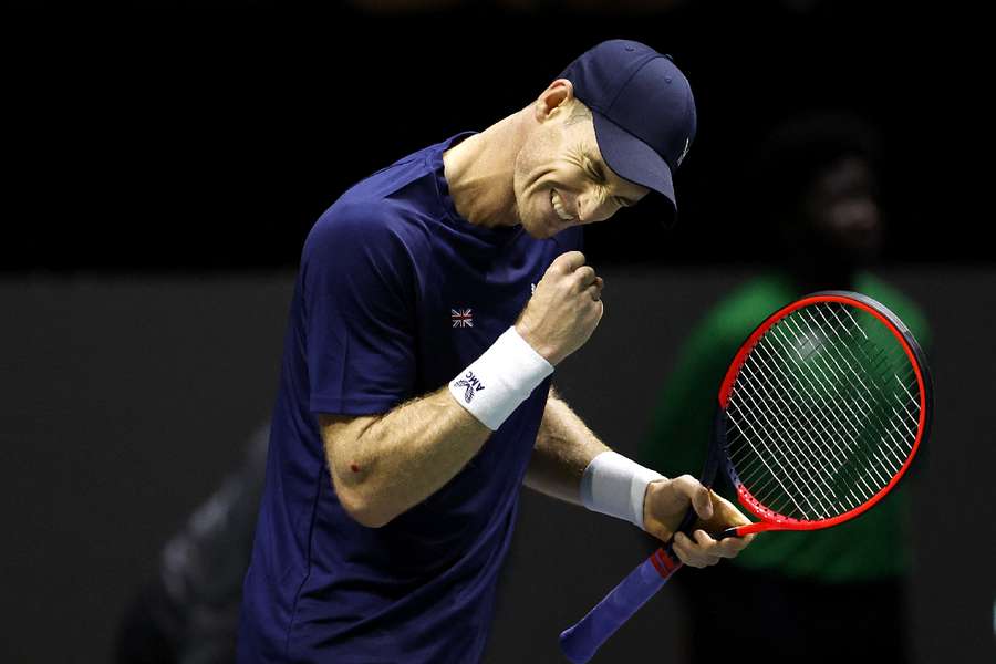 Murray reacts during the match