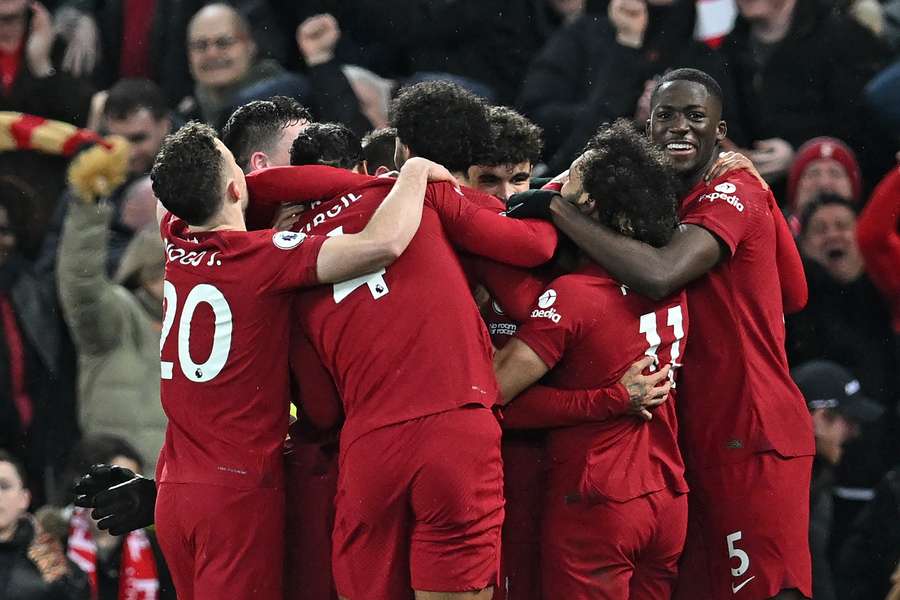 O Liverpool comemorou resultado histórico sobre o United O Liverpool comemorou resultado histórico sobre o United