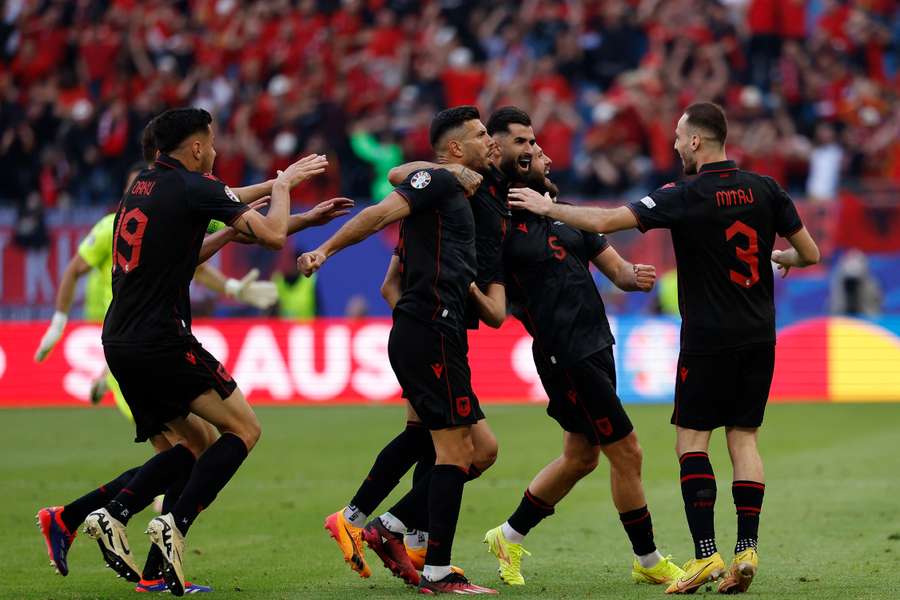 Albania celebrate their last-gasp equaliser