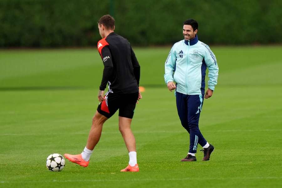 Arteta, en un entrenamiento del Arsenal