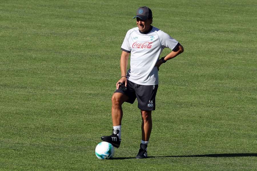 Napoli manager Antonio Conte during training